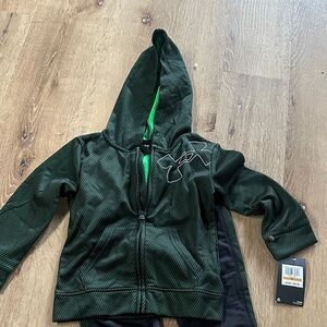Under Armour Black and Green Hooded Tracksuit